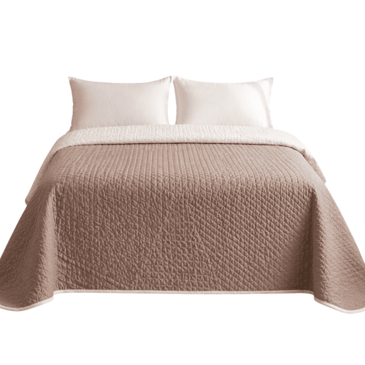 Colcha Reversível Bicolor BegeCouro Cama 105cm Donegal Collections
