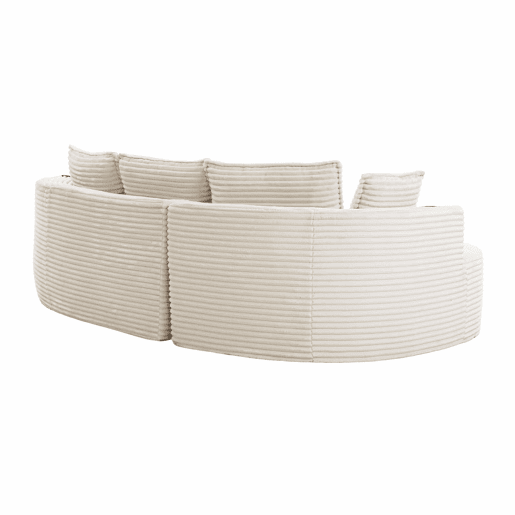 Sofá de 3 lugares - Com porta-copos, bolso de arrumação e almofadas - Bege