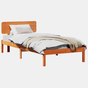 Estrutura de cama de solteiro moderno com cabeceira - Marrom Cera 80 x 200 cm