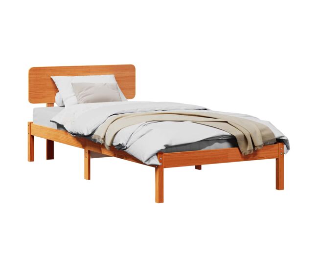 Estructura de cama simple para adultos con cabecera - marrón cera 80 x 200 cm