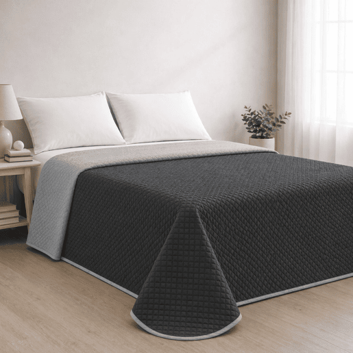 Colcha Reversível Bicolor CinzaAntracite Cama 90cm Donegal Collections
