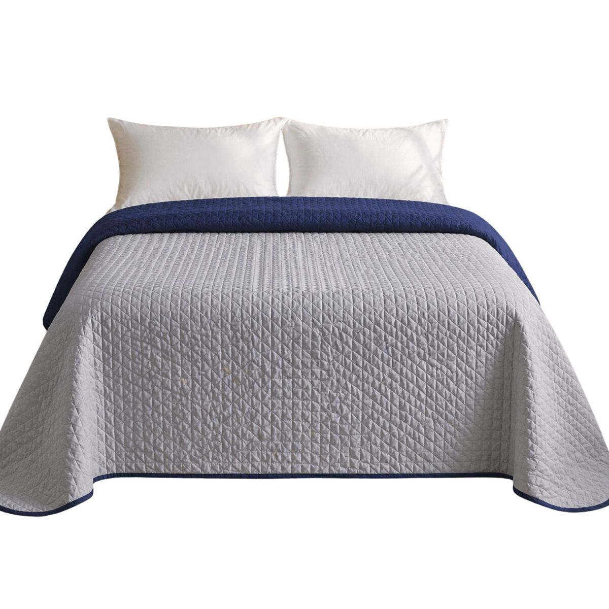 Colcha bicolor reversible azul/gris cama 150cm donegal collections
