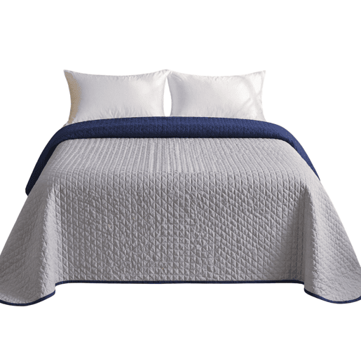 Colcha Reversível Bicolor AzulCinza Cama 150cm Donegal Collections