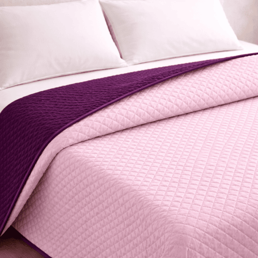Colcha Reversível Bicolor SalmãoBeringela Cama 135cm Donegal Collections