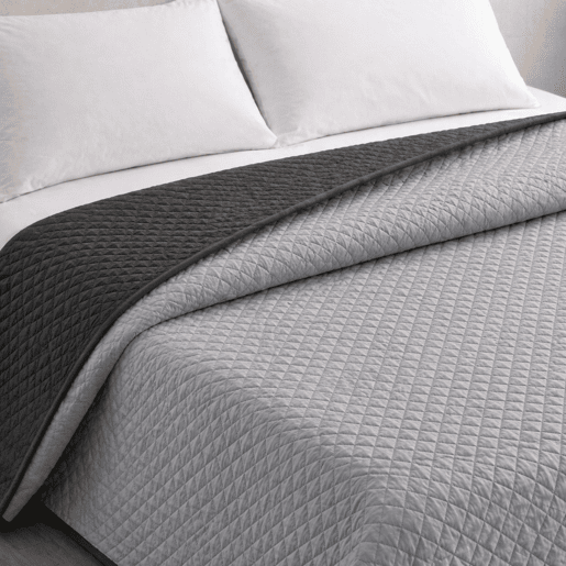 Colcha Reversível Bicolor CinzaAntracite Cama 135cm Donegal Collections