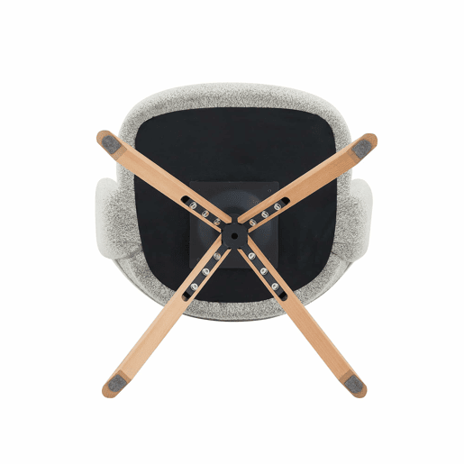 Conjunto de 2 cadeiras Retro-Luxo - Estrutura em tecido cinzento claro, rotação silenciosa de 360°, encosto curvo, pés em madeira - Cinza Claro, Madeira
