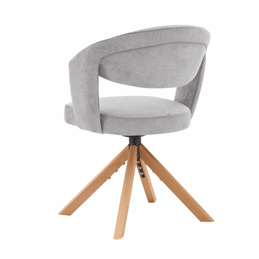 Conjunto de cadeiras retro de luxo (2 unidades) - Rotação silenciosa de 360°, encosto curvo - Cinza, Madeira