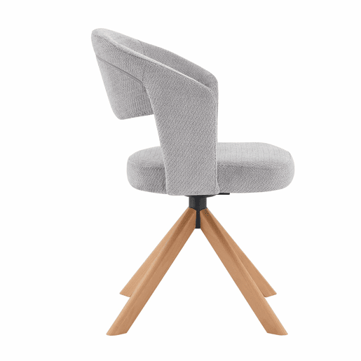 Conjunto de cadeiras retro de luxo (2 unidades) - Rotação silenciosa de 360°, encosto curvo - Cinza, Madeira