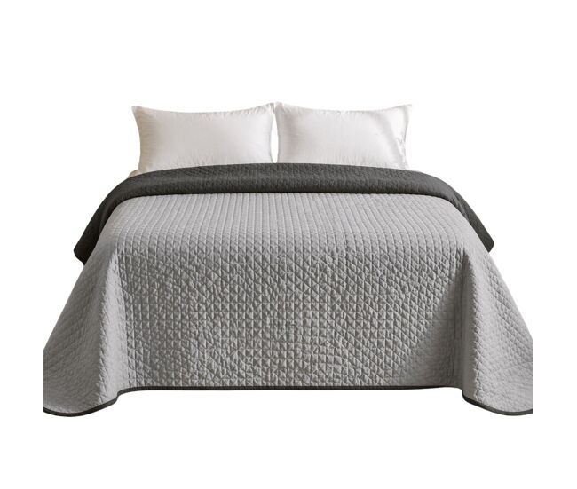 Colcha bicolor reversible gris/antracita cama 180cm donegal collections