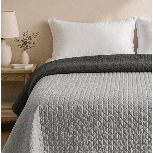 Colcha Reversível Bicolor CinzaAntracite Cama 180cm Donegal Collections