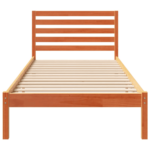Estrutura de cama de solteiro moderno com cabeceira - Marrom Cera 90 x 220 cm