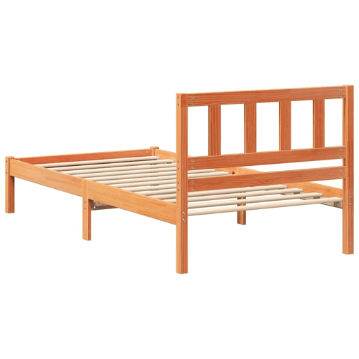 Estrutura de cama de solteiro para adultos com Cabeceira - Marrom Cera 100 x 200 cm