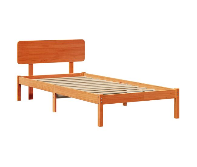 Estructura de cama simple para adultos con cabecera - marrón cera 90 x 200 cm