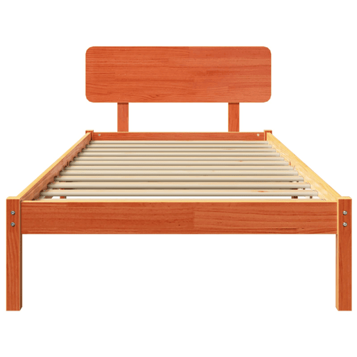 Estrutura de cama de solteiro moderno com cabeceira - Marrom Cera 90 x 200 cm
