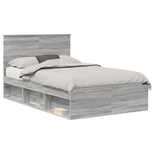 Estrutura da Cama de casal simple com cabeceira Cinza Sonoma 120 x 200 cm