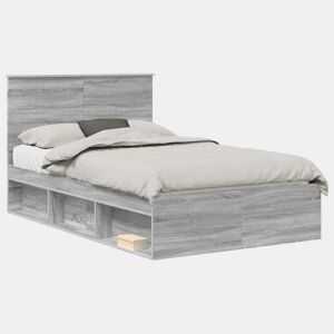 Estrutura da Cama de casal simple com cabeceira Cinza Sonoma 120 x 200 cm