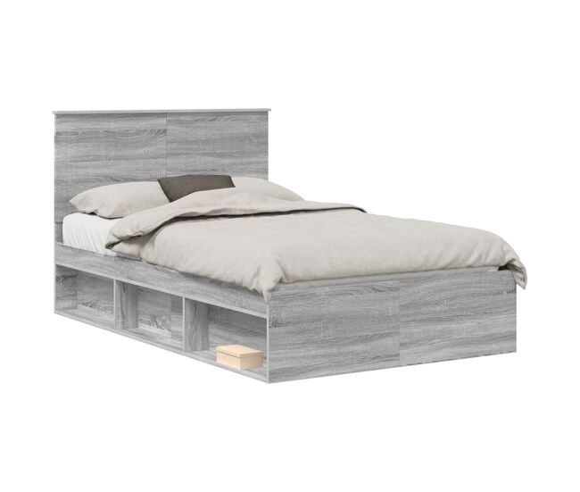 Estructura de cama matrimonial comodidad con cabecera - gris sonoma 120 x 200 cm