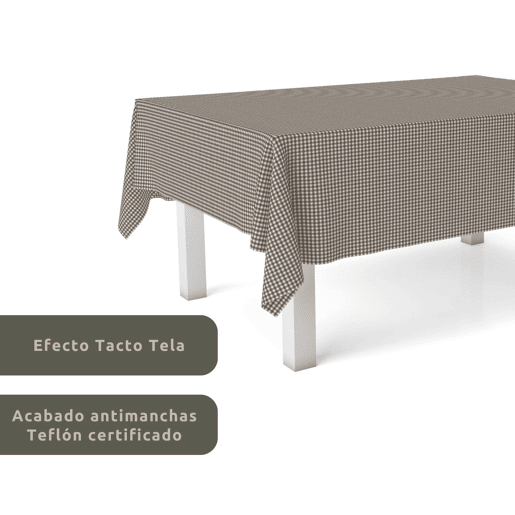 Toalha de mesa Vichy Pequena Marrom Teflon Pronta 180x140cm Donegal Collections