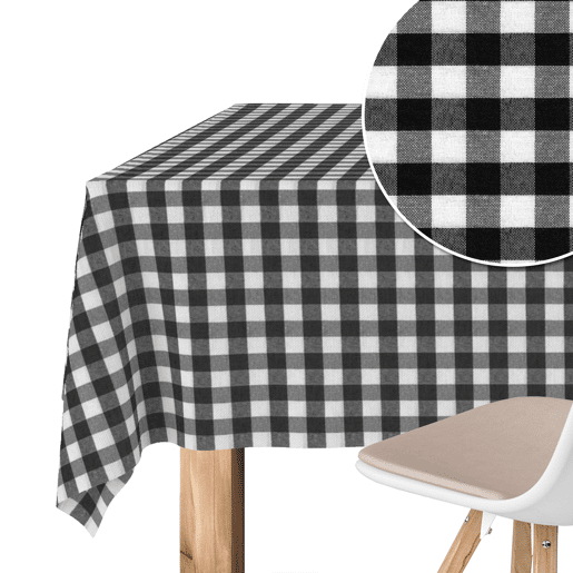 Toalha de mesa Vichy Preto Teflon Pronta 260x140cm Donegal Collections