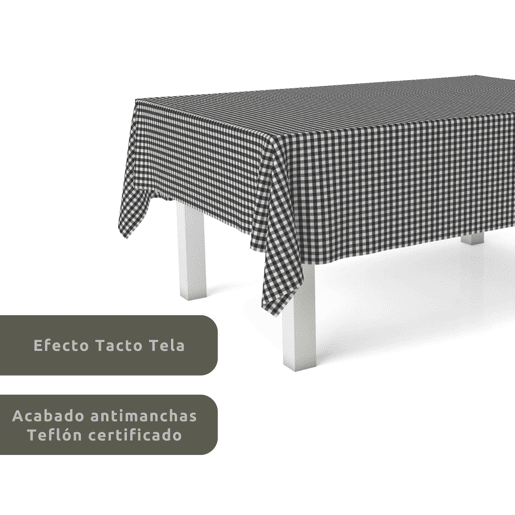 Toalha de mesa Vichy Preto Teflon Pronta 260x140cm Donegal Collections