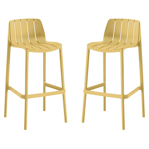 Conjunto de 2 cadeiras altas de jardim empilháveis Vaena - Amarelo