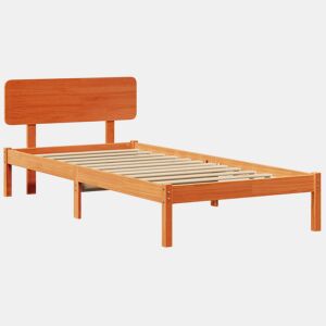 Estrutura de cama de solteiro para adultos com Cabeceira - Marrom Cera 100 x 200 cm