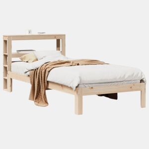 Estrutura de cama de solteiro para adultos com cabeceira 90x200 cm pinho maciço