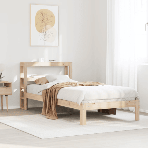 Estrutura de cama de solteiro para adultos com cabeceira 90x200 cm pinho maciço Estrutura de cama de solteiro para adultos com cabeceira 90x200 cm pinho maciço