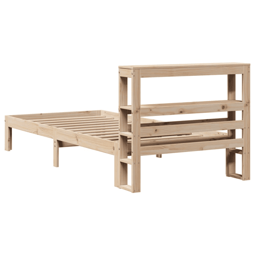 Estrutura de cama de solteiro para adultos com cabeceira 90x200 cm pinho maciço Estrutura de cama de solteiro para adultos com cabeceira 90x200 cm pinho maciço