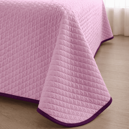 Colcha Reversível Bicolor SalmãoBeringela Cama 105cm Donegal Collections