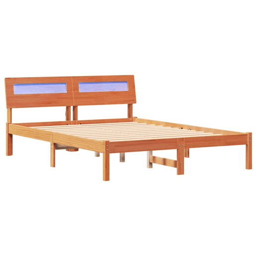 Estrutura de cama de casal simple com cabeceira - Marrom Cera 120 x 190 cm
