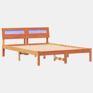Estrutura de cama de casal simple com cabeceira - Marrom Cera 120 x 190 cm