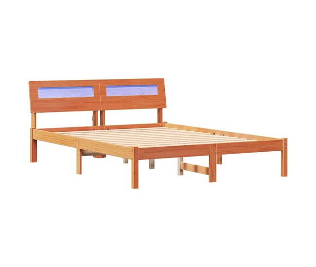 Estructura de cama matrimonial comodidad con cabecera - marrón cera 120 x 190 cm