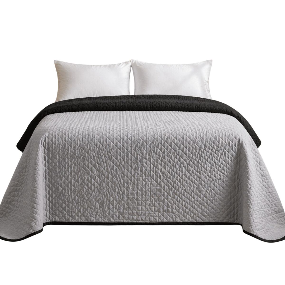 Colcha bicolor reversible gris/negro cama 135cm donegal collections