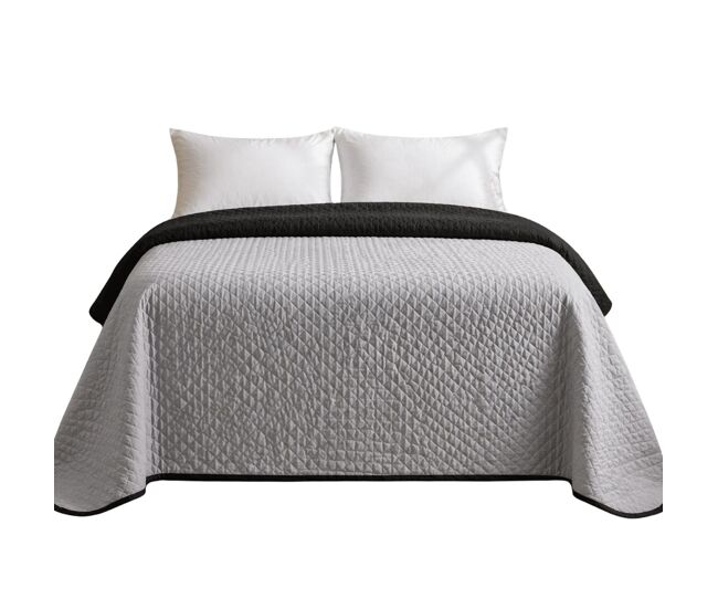 Colcha bicolor reversible gris/negro cama 135cm donegal collections