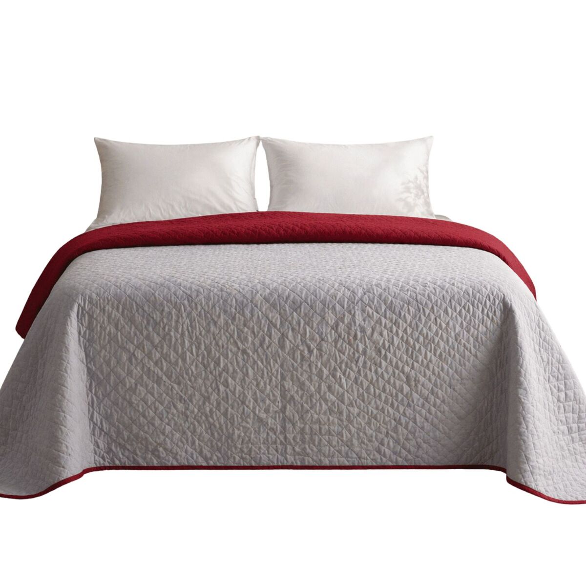 Colcha bicolor reversible gris/rojo cama 135cm donegal collections