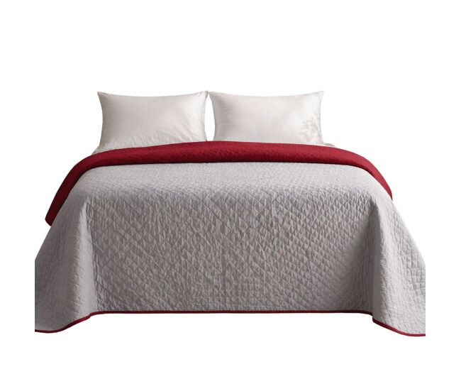 Colcha bicolor reversible gris/rojo cama 135cm donegal collections