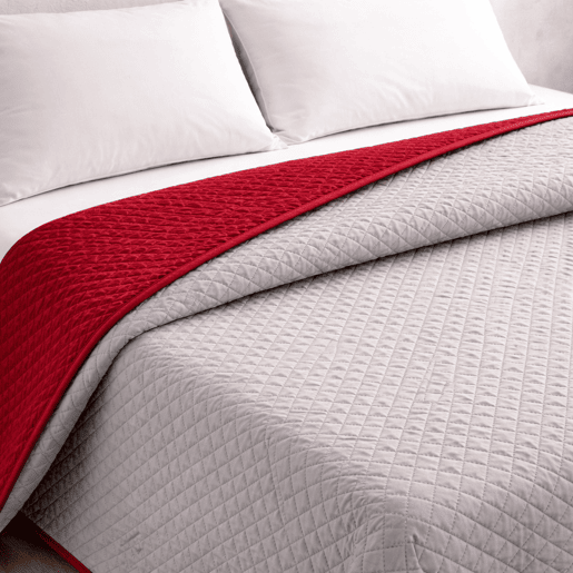 Colcha Reversível Bicolor CinzaRojo Cama 135cm Donegal Collections