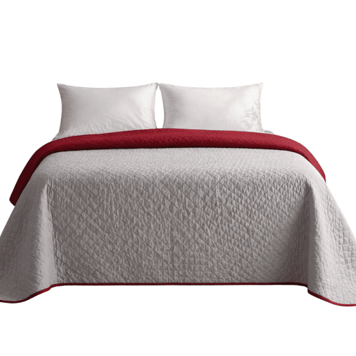 Colcha Reversível Bicolor CinzaRojo Cama 180cm Donegal Collections
