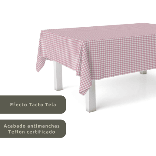 Toalha de mesa Vichy Rosa Teflon Pronta 300x140cm Donegal Collections