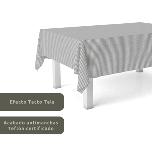 Toalha de mesa Vichy Pequena Cinza Claro Teflon Pronta 100x140cm Donegal Collections