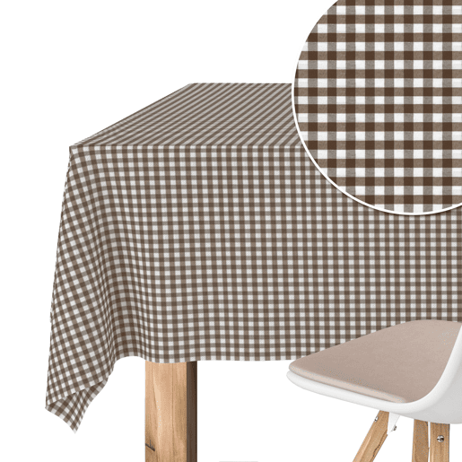 Toalha de mesa Vichy Pequena Marrom Teflon Pronta 200x140cm Donegal Collections