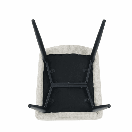 Conjunto de cadeiras de sala de jantar (2 unidades) - Cadeiras de encosto alto com pés de metal, estofadas em tecido xadrez, para sala de jantar e sala de estar - Branco creme