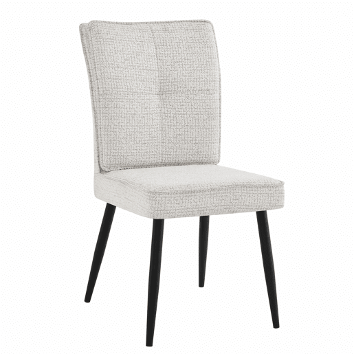 Conjunto de cadeiras de sala de jantar (2 unidades) - Cadeiras de encosto alto com pés de metal, estofadas em tecido xadrez, para sala de jantar e sala de estar - Branco creme