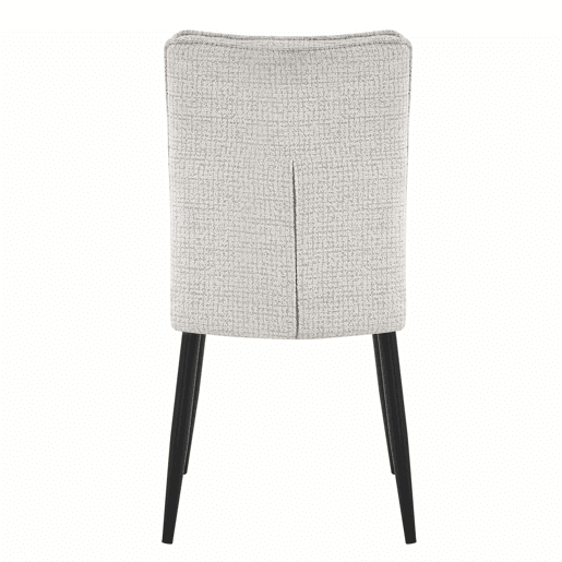 Conjunto de cadeiras de sala de jantar (2 unidades) - Cadeiras de encosto alto com pés de metal, estofadas em tecido xadrez, para sala de jantar e sala de estar - Branco creme