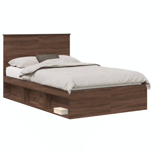 Estrutura da Cama de casal moderno com cabeceira Carvalho Marrom 120 x 200 cm