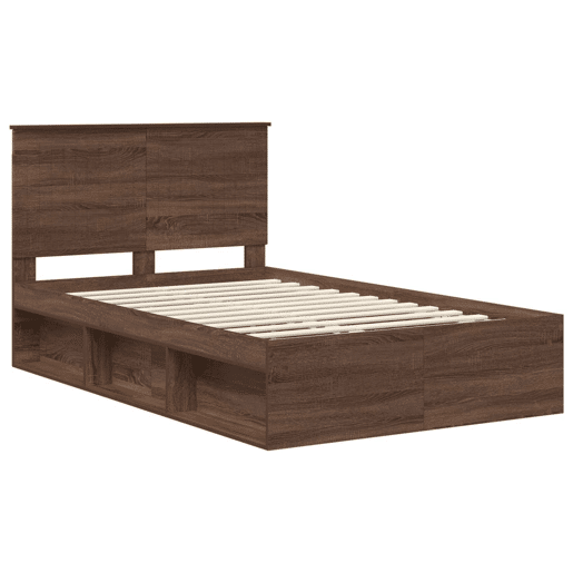 Estrutura da Cama de casal moderno com cabeceira Carvalho Marrom 120 x 200 cm