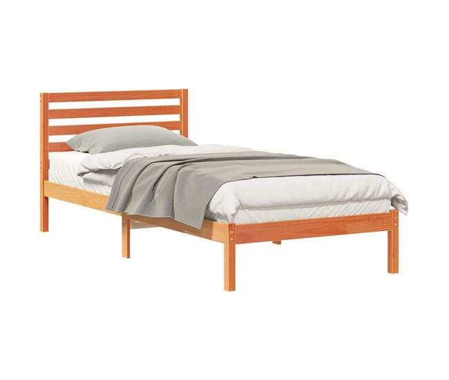 Estructura de cama simple para adultos con cabecera - marrón cera 80 x 220 cm
