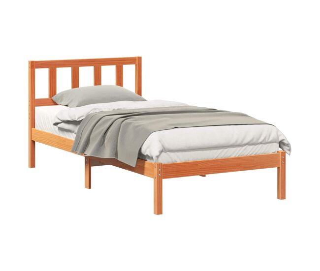 Estructura de cama simple para adultos con cabecera - marrón cera 90 x 190 cm