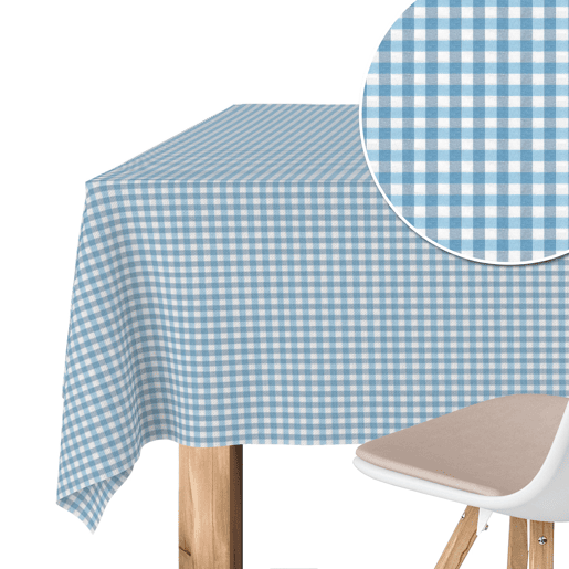 Toalha de mesa Vichy Pequena Azul Teflon Pronta 300x140cm Donegal Collections